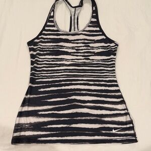 Nike Black & White Striped Racerback Performance Tank